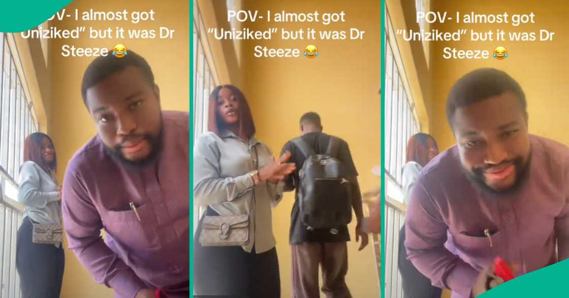 Lecturer pulls unexpected move on female student recording video in university building Lecturer pulls unexpected move on female student recording video in university building