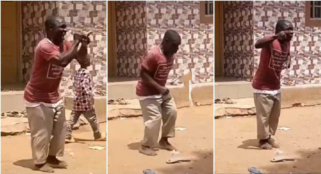 Talented man dancing in the street. Talented man dancing in the street.