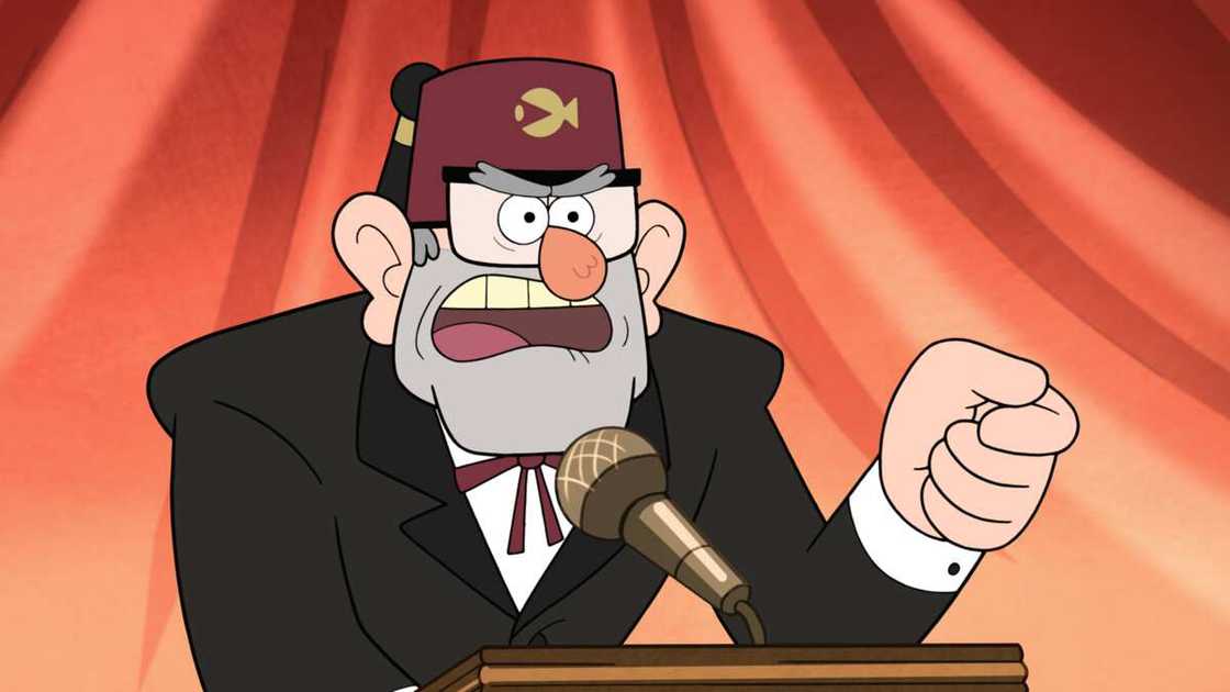 Grunkle Stan giving out a speech