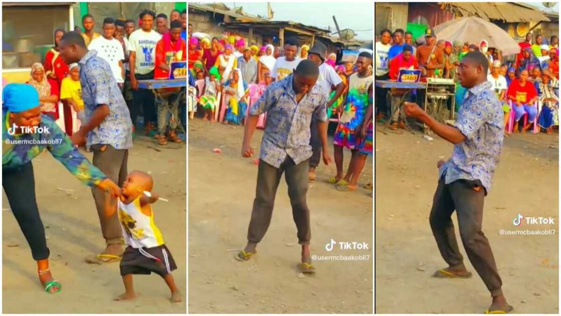 Man's dance moves in public/baby pulled from dance scene. Man's dance moves in public/baby pulled from dance scene.