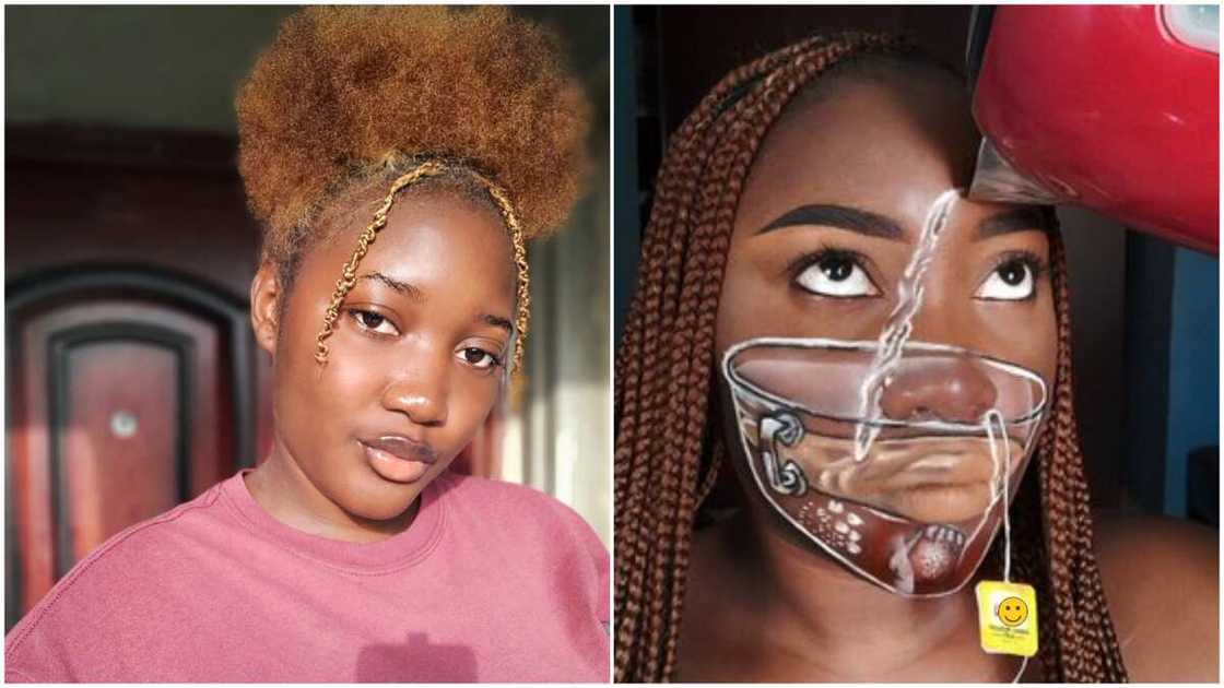 Lady applies makeup, it changes face into a cup, many react Lady applies makeup, it changes face into a cup, many react