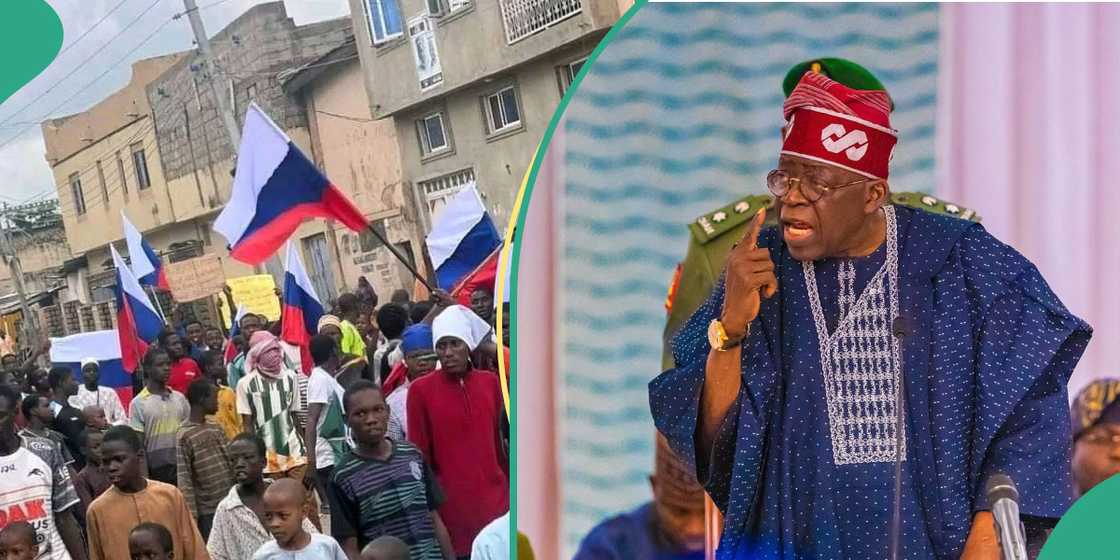 Tinubu Orders Crackdown on Protesters Waving Russian Flags