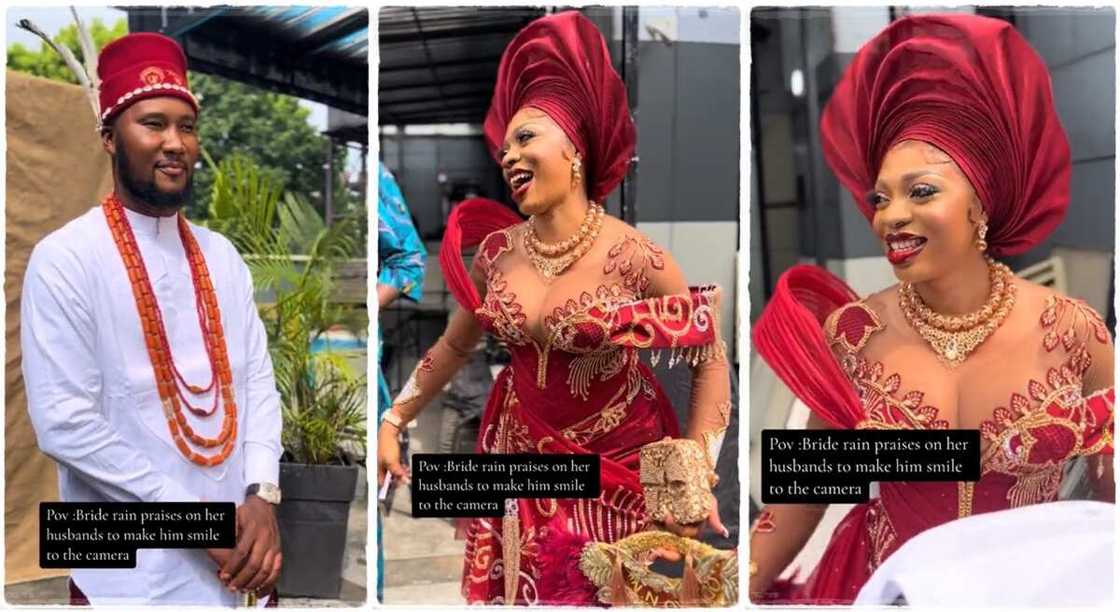 Nigerian bride hyping her husband.