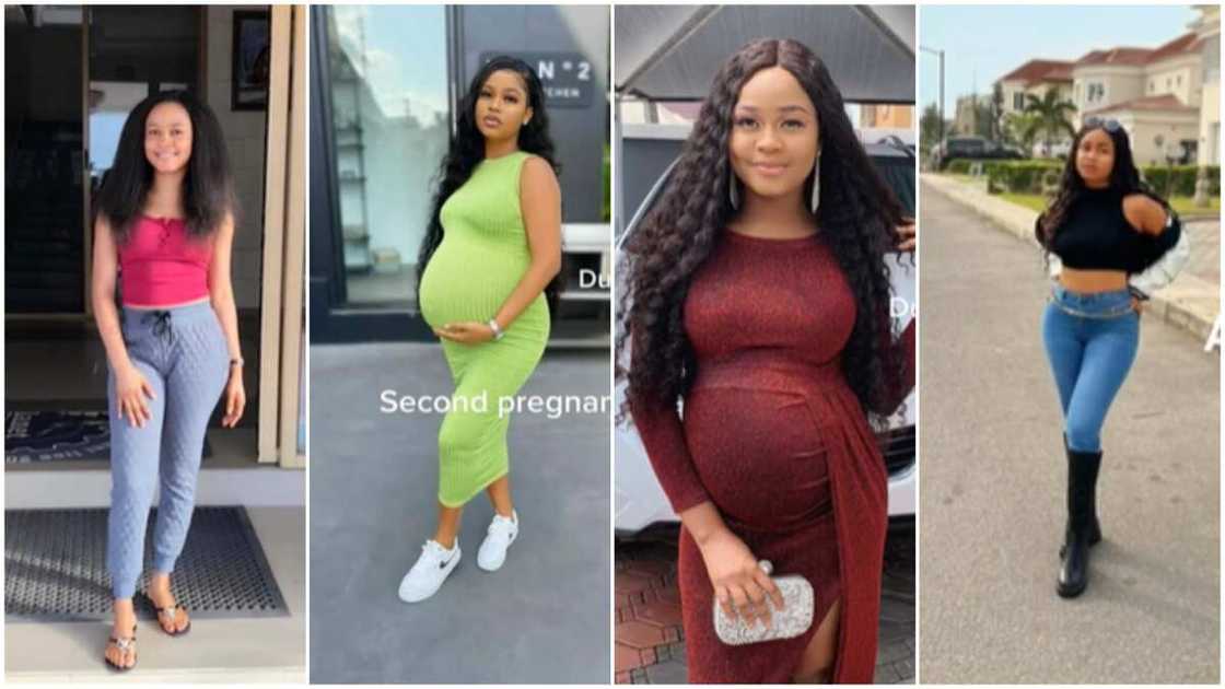 Body shape during pregnancy/lady kept fit. Body shape during pregnancy/lady kept fit.