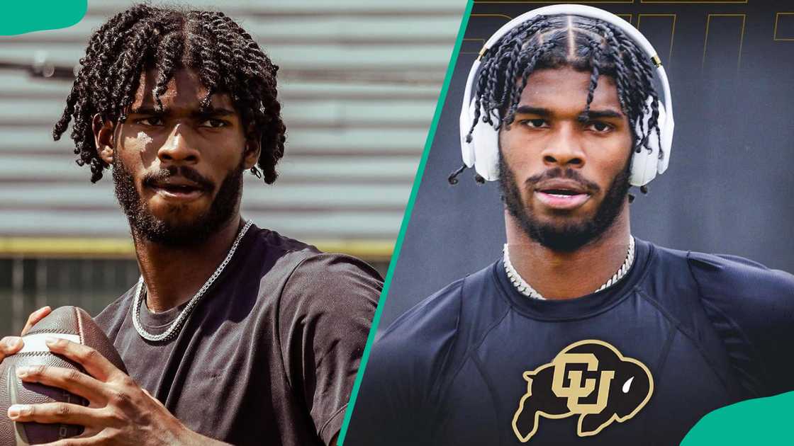 Shedeur Sanders with braided hair Shedeur Sanders with braided hair