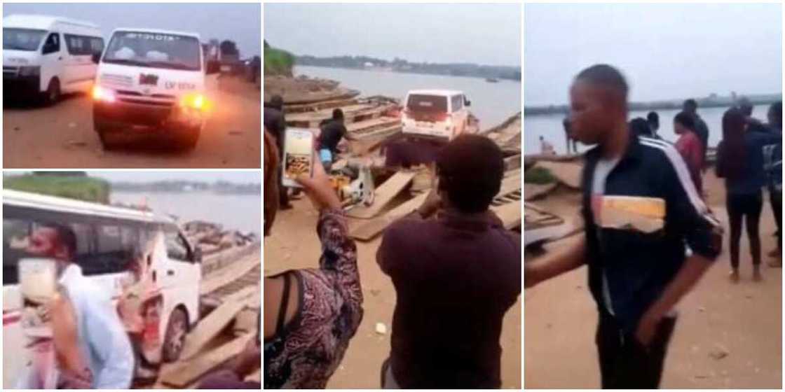 Nigerians react to viral video of NYSC Corp members crossing sea to Taraba state with bus on a boat
