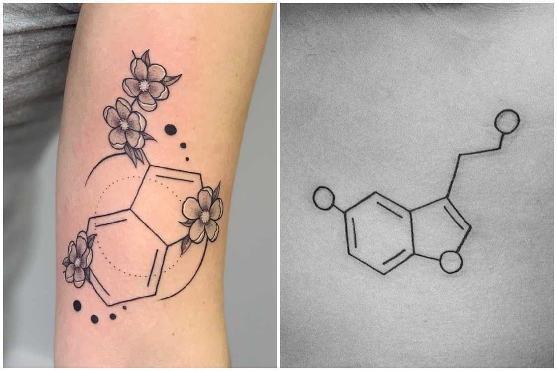 Serotonin molecule tattoo