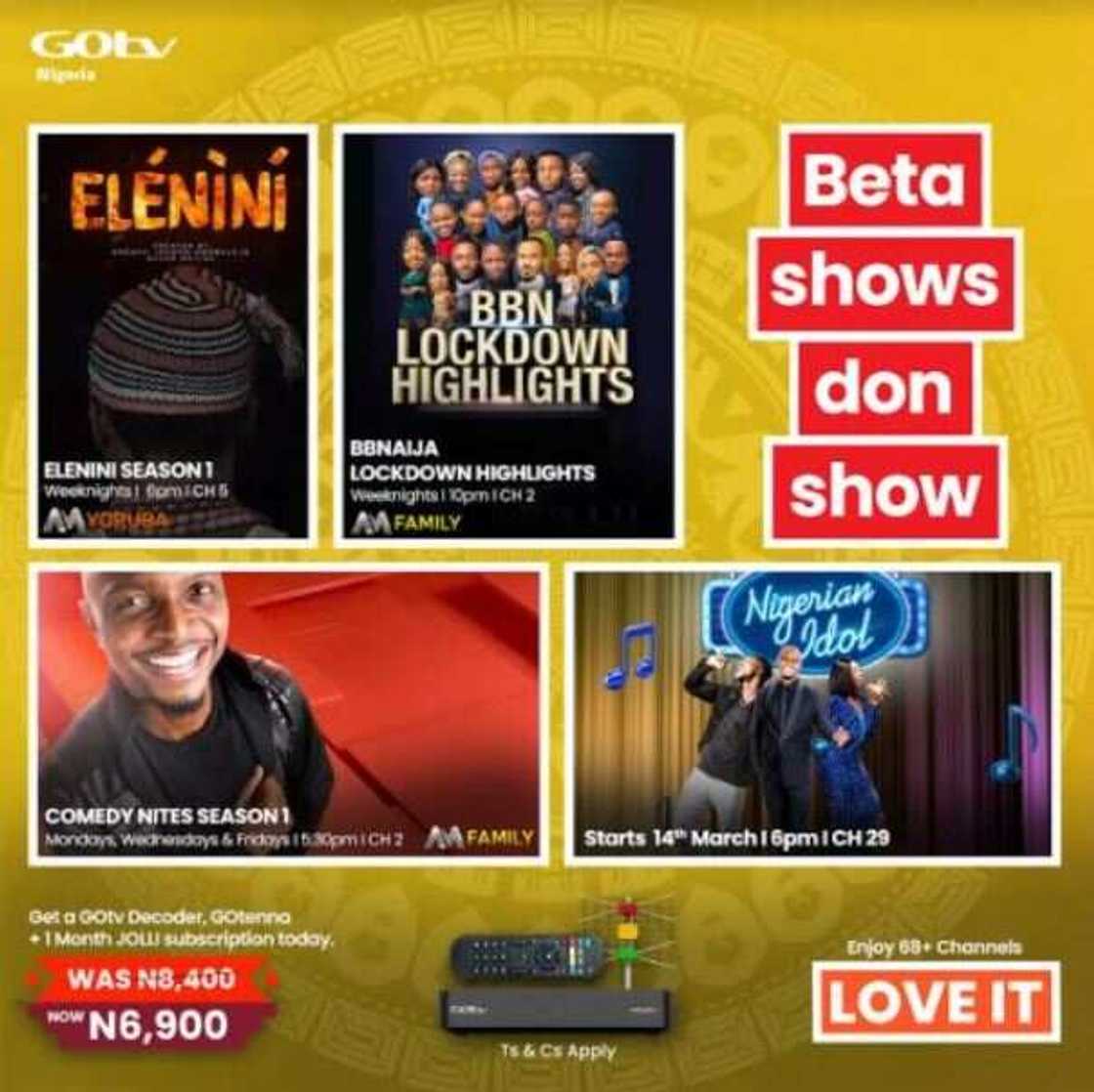 Top 7 shows you cannot afford to miss on GOtv this March