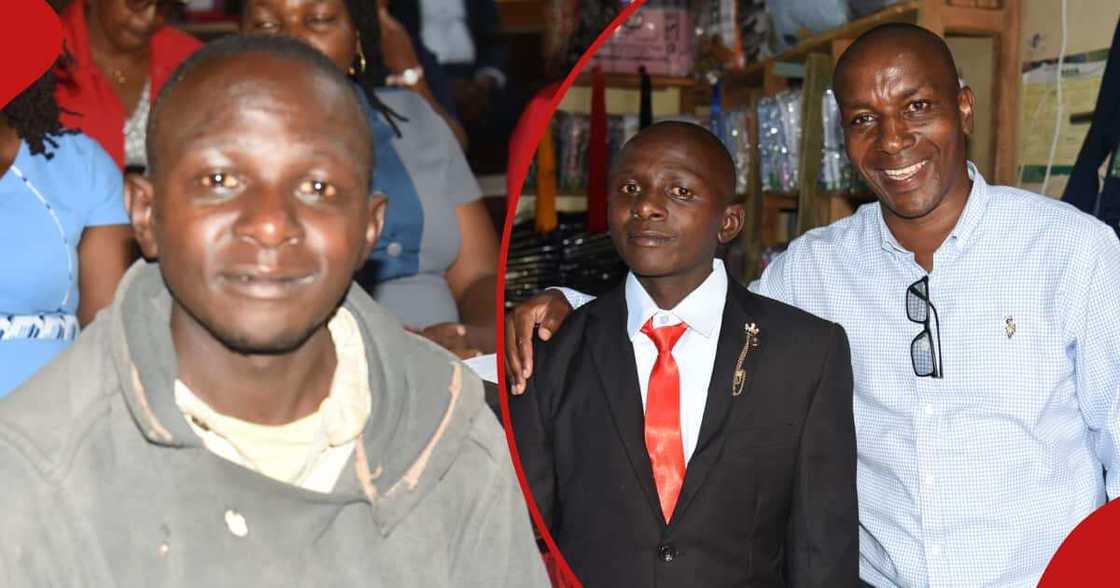 Ngwaci as he looked before going for makeover and next frame shows after he was bought clothes. Ngwaci as he looked before going for makeover and next frame shows after he was bought clothes.