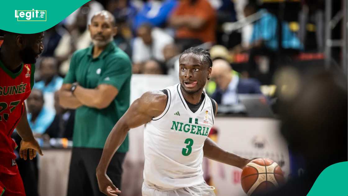 Caleb Agada in action for Nigeria against Guinea. Photo by FIBA