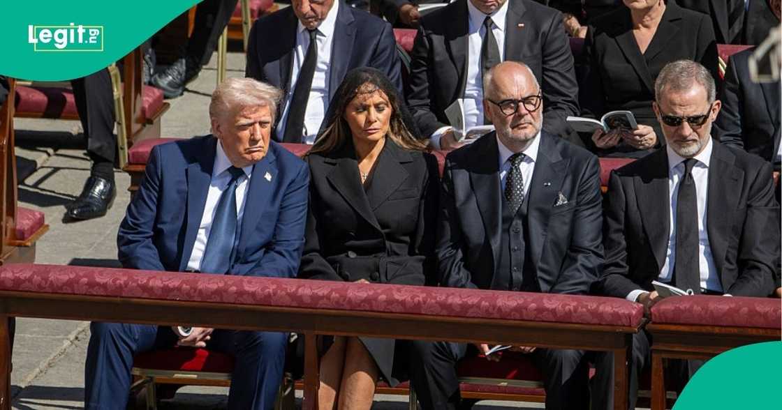 Massive public outcry as US President Donald Trump arrives at Pope Francis' funeral in inappropriate attire. Massive public outcry as US President Donald Trump arrives at Pope Francis' funeral in inappropriate attire.