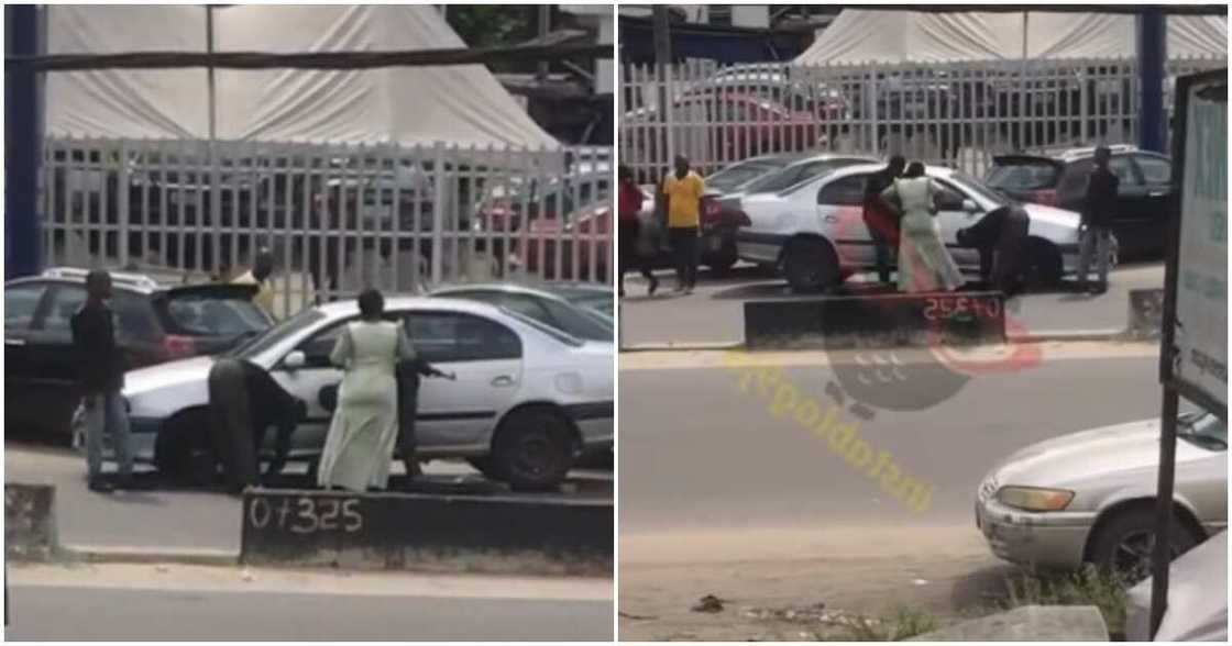 Effurun, Delta state, policemen, flat tyre, lady