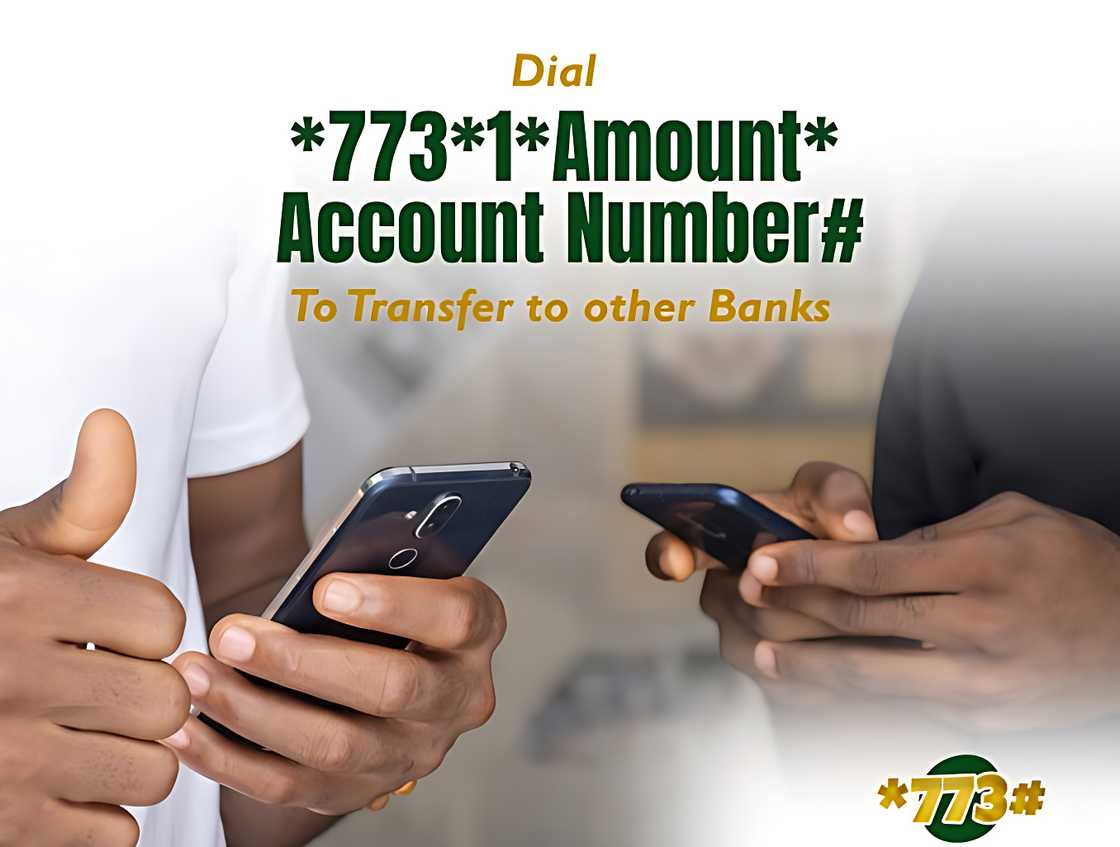 An advertisement with two people using a Jaiz Bank UUSD code to transfer money An advertisement with two people using a Jaiz Bank UUSD code to transfer money