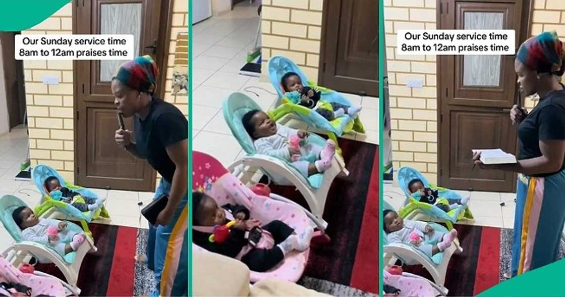 Mum holds praise and worship with triplets