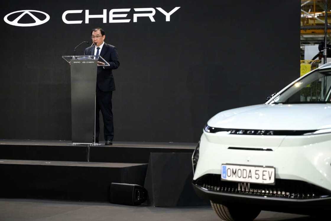 Chery International Executive Vice President Zhang Guibing delivers a speech in Barcelona after signing an agreement with Spanish group Ebro-EV Motors in Barcelona that will see the creation of a joint venture to assemble Chinese cars in Spain Chery International Executive Vice President Zhang Guibing delivers a speech in Barcelona after signing an agreement with Spanish group Ebro-EV Motors in Barcelona that will see the creation of a joint venture to assemble Chinese cars in Spain