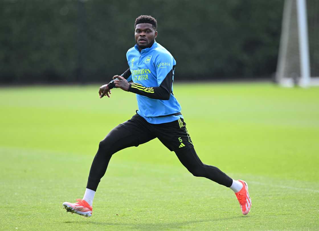 Thomas Partey during a training session at Sobha Realty Training Centre