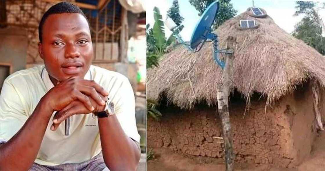 Mud house with solar panels and satellite Mud house with solar panels and satellite