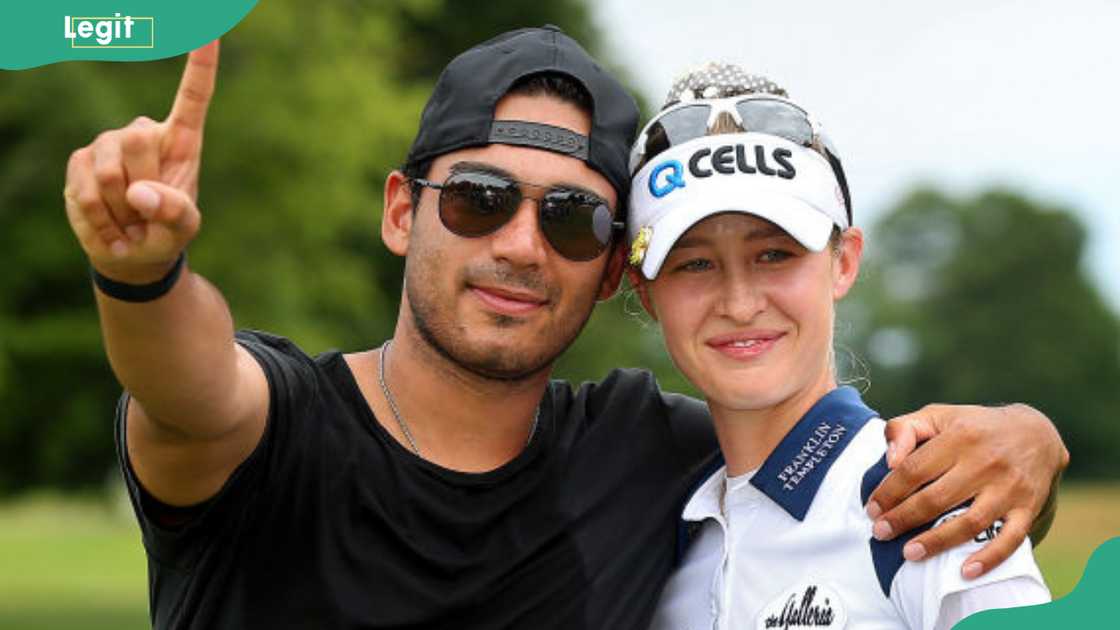 Andreas Athanasiou and Nelly Korda attend a golf tournament