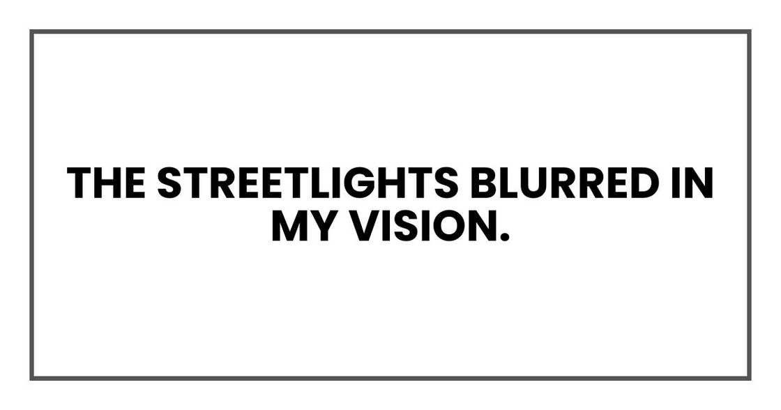 The streetlights blurred in my vision.