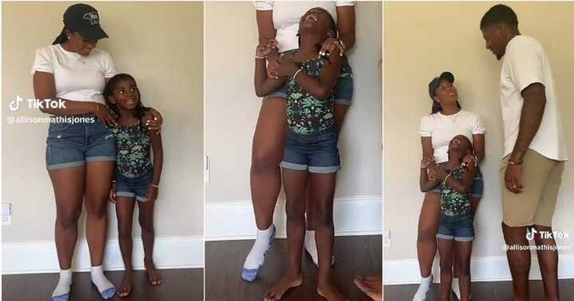 Lady shows off her tall daughter at three