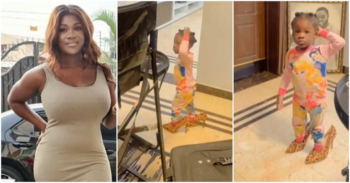 Mercy Johnson's lastborn seen in her high-heel shoes