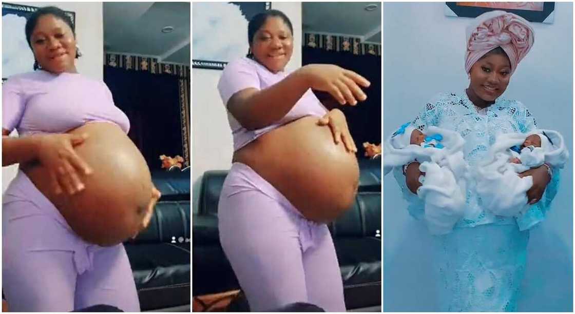 Photos of a pregnant woman and her twin babies. Photos of a pregnant woman and her twin babies.