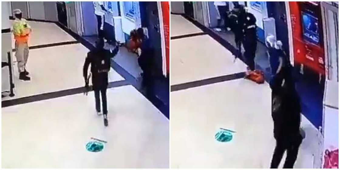 Security Man 'Vanishes' as Armed Robbers Storm and Rob a Store in Emerging Video