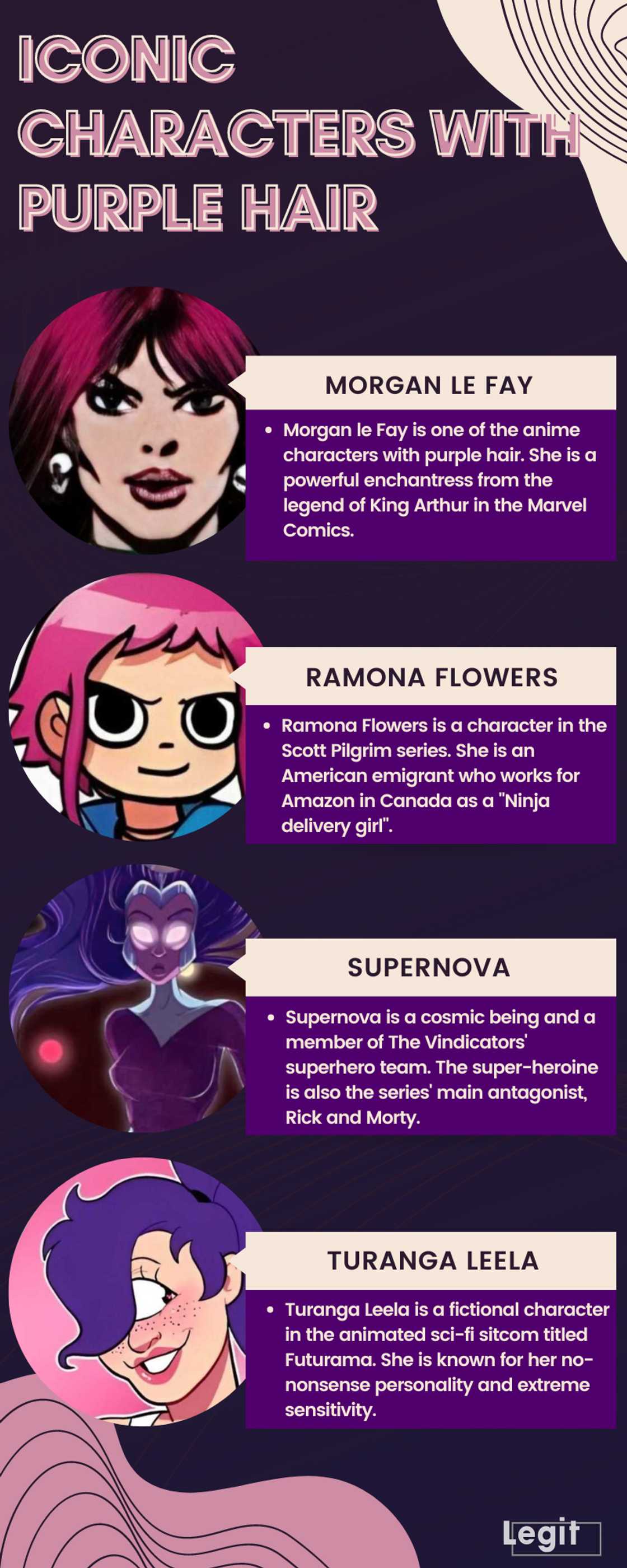 Iconic characters with purple hair Iconic characters with purple hair