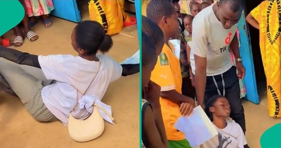 Student rolls on the floor after seeing her examination result. Student rolls on the floor after seeing her examination result.