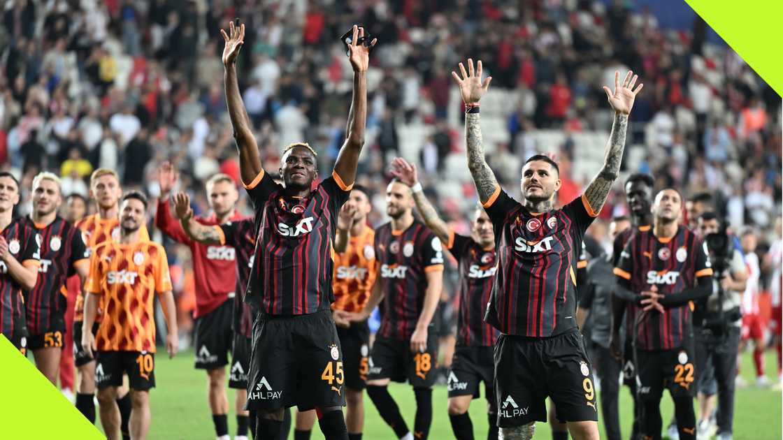 Victor Osimhen, Mauro Icardi, Galatasaray, Antalyaspor, Corendon Airlines Park, Antalya, Turkey, Super Lig. Victor Osimhen, Mauro Icardi, Galatasaray, Antalyaspor, Corendon Airlines Park, Antalya, Turkey, Super Lig.