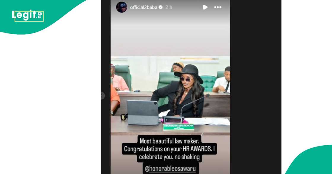 2Baba gushes about Natasha Osawaru's beauty as he congratulates her. 2Baba gushes about Natasha Osawaru's beauty as he congratulates her.