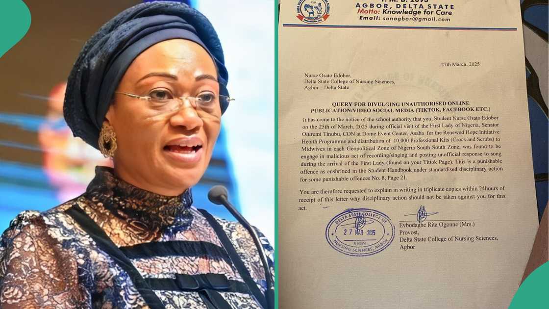 Delta Nursing School threatens students for positing embarrassing video of Remi Tinubu online Delta Nursing School threatens students for positing embarrassing video of Remi Tinubu online