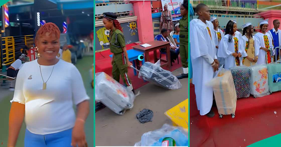 A Nigerian mother who attended her daughter’s school party is amazed by the travelling boxes given to graduating students A Nigerian mother who attended her daughter’s school party is amazed by the travelling boxes given to graduating students