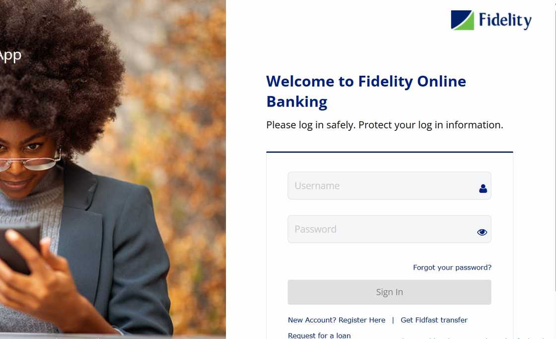 Fidelity bank log in section