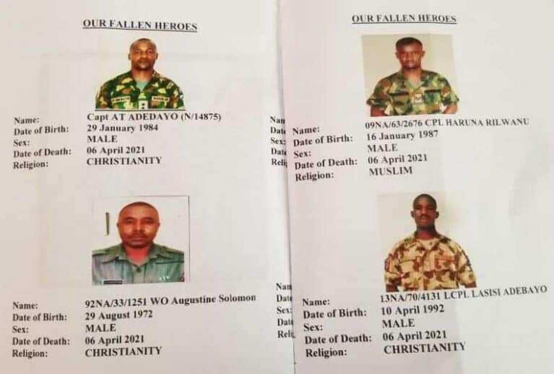 Tears as Army reveals, names, photos of 12 soldiers killed by bandits