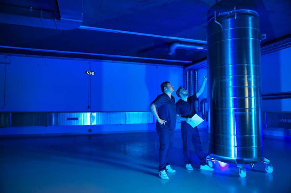 A container to store frozen bodies at Tomorrow Biostasis's facility in Rafz, Switzerland A container to store frozen bodies at Tomorrow Biostasis's facility in Rafz, Switzerland