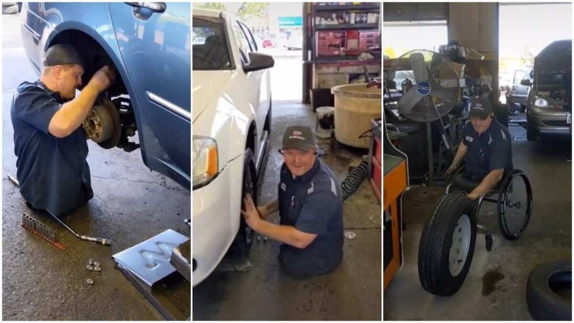 He always smiles when fixing vehicles.