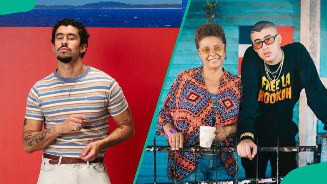 Bad Bunny takes pictures alone and with his mum Bad Bunny takes pictures alone and with his mum