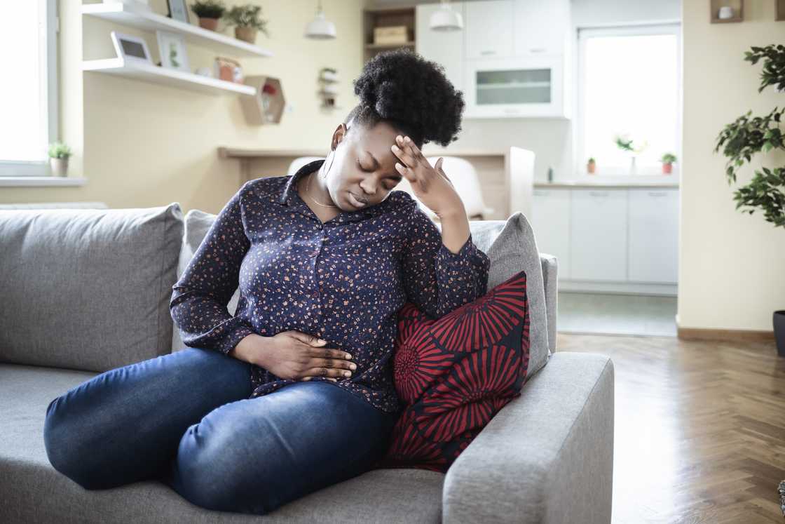 a stressed pregnant woman