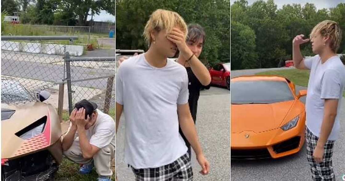 Boys gift brother a new whip, crashed Lamborghini Boys gift brother a new whip, crashed Lamborghini