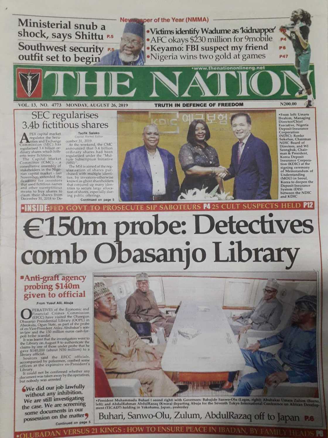 Newspapers review for Monday, August 26: OBJ, Soyinka intervene in Yoruba leadership crisis Newspapers review for Monday, August 26: OBJ, Soyinka intervene in Yoruba leadership crisis