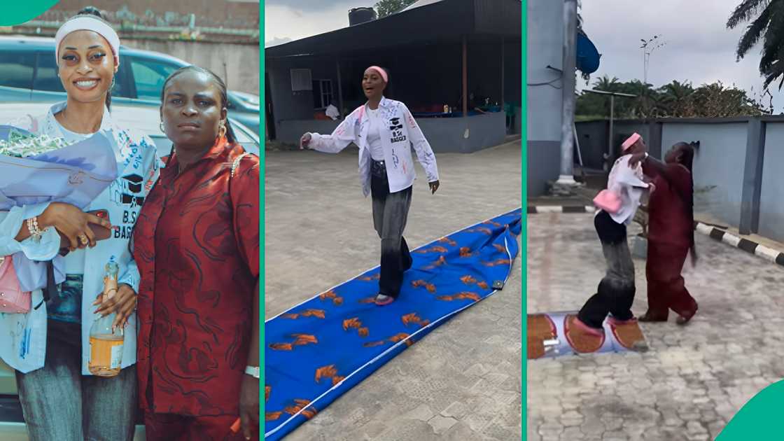 A lady hails her stepmum who laid out wrappers for her on signout day