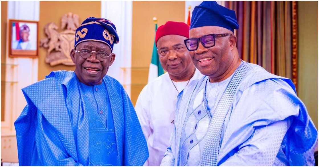 Shugaba Tinubu, Akpabio da Gwamna Uzodinma. Shugaba Tinubu, Akpabio da Gwamna Uzodinma.