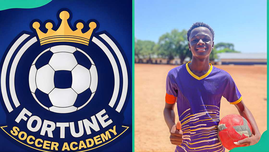 Fortune Soccer Academy logo and Micheal Asante of Fortune Soccer Academy and Melikisis