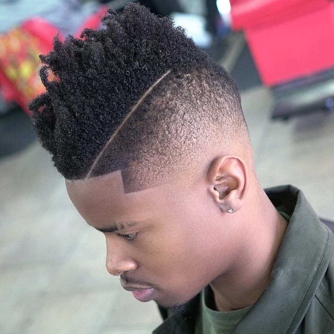 Haircut with shaved pattern Haircut with shaved pattern