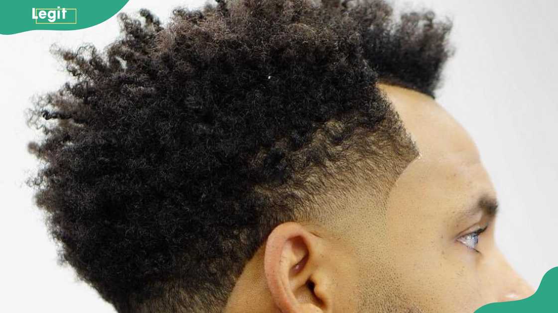 Fro with faded sides and nape hairtsyle for men