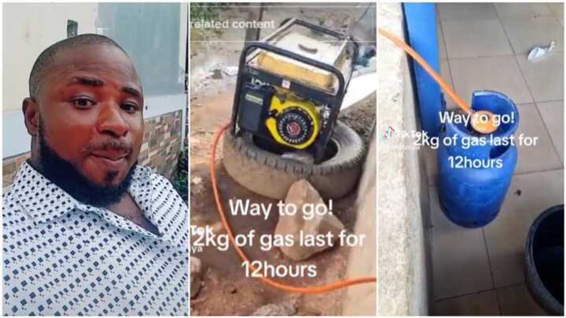 Man shows his gas powered generator Man shows his gas powered generator