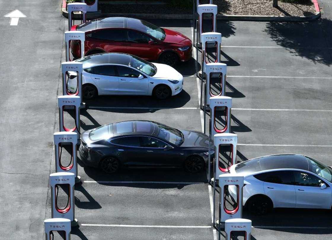 A Tesla Supercharger station in Petaluma, California A Tesla Supercharger station in Petaluma, California