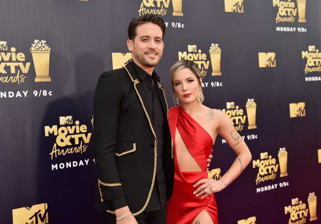 One of Hasley's boyfriends, G-Eazy (L) posing for a photo with the artist