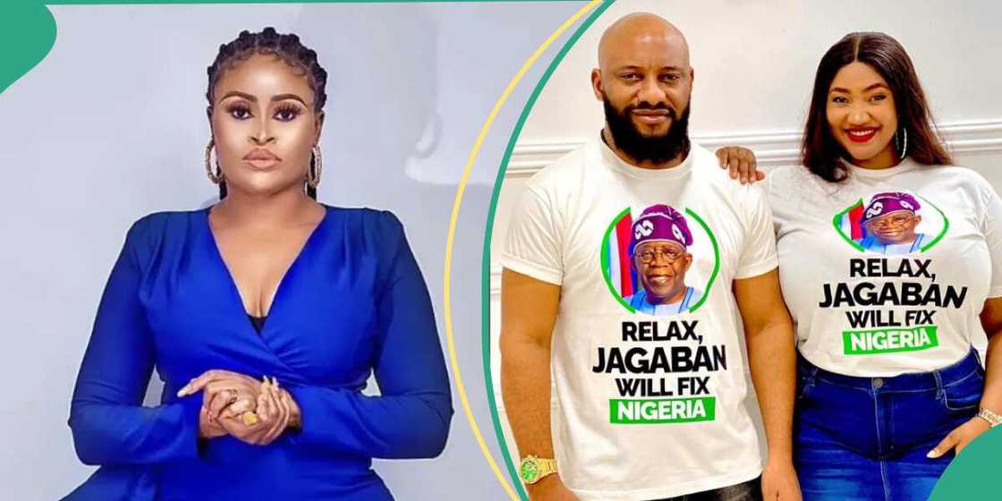 Sarah Martins drags Judy Austin and Yul Edochie Sarah Martins drags Judy Austin and Yul Edochie